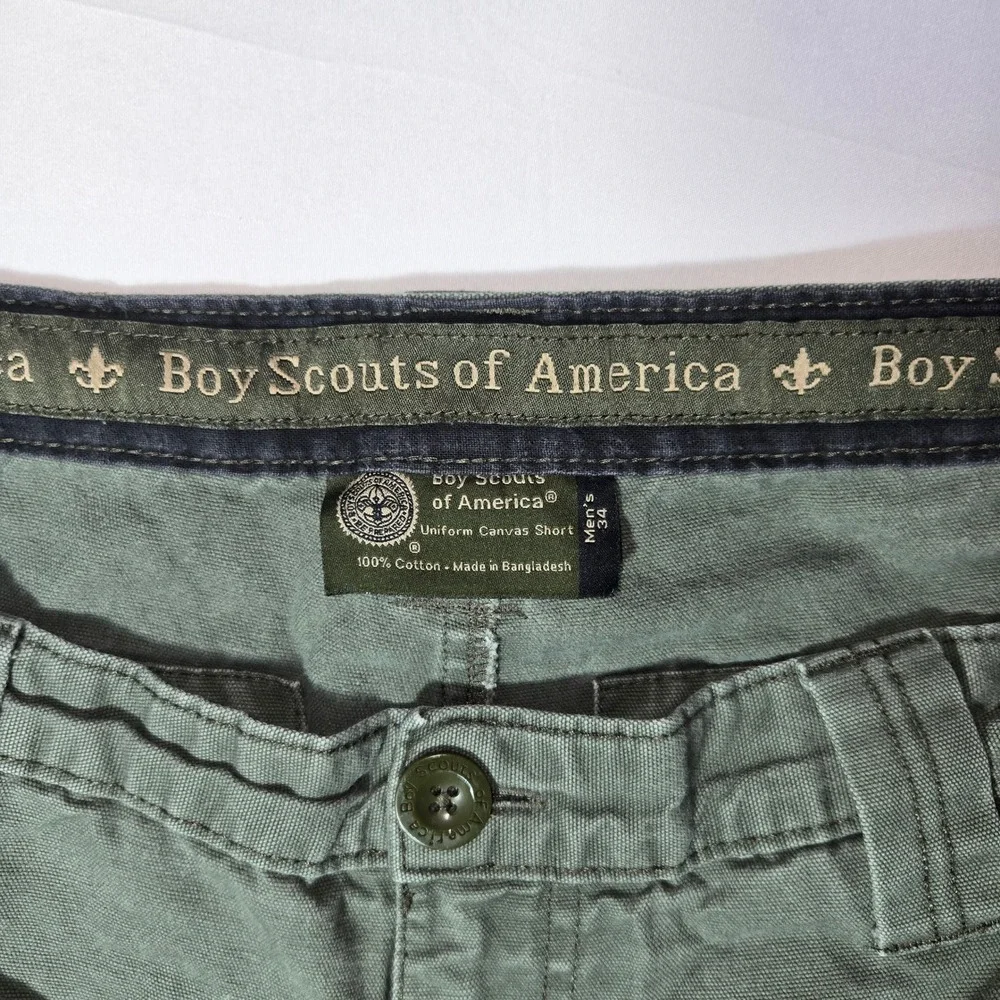 Boy Scouts of America Mens 34 Olive Green Cotton Canvas Cargo Uniform Shorts